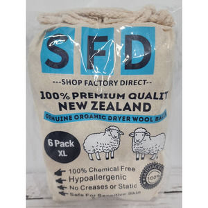 Wool Dryer Balls, 6 Pk, XL Natural Fabric, Baby Safe/Hypoallergenic/Eco-Friendly